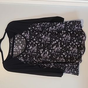 Womens Torrid size 1 Spring Raglan Top black and white sheer